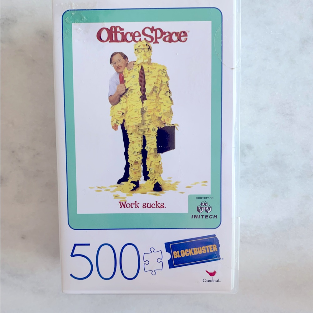 Office Space Movie 500-Piece Jigsaw Puzzle in Retro Blockbuster VHS Video Case